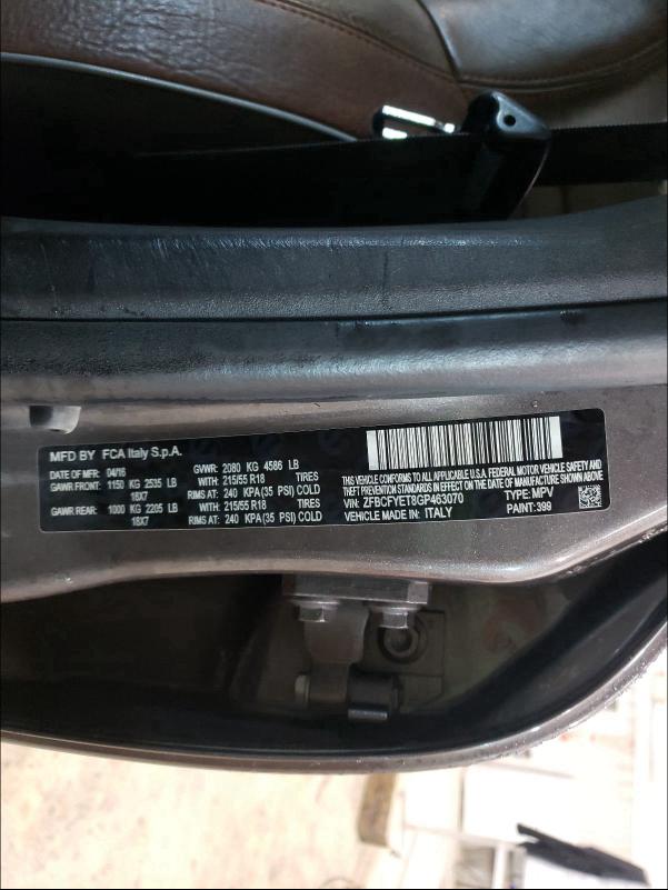2016 FIAT 500X TREKK ZFBCFYET8GP463070