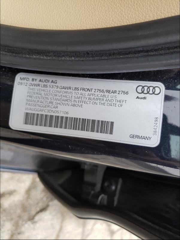 2013 AUDI A6 PREMIUM WAUGGAFC3DN057106