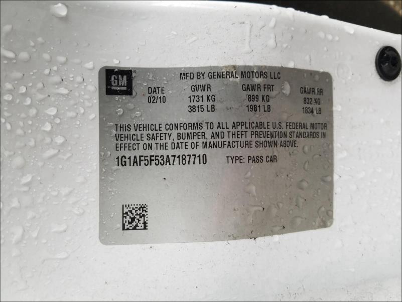2010 CHEVROLET COBALT 2LT 1G1AF5F53A7187710