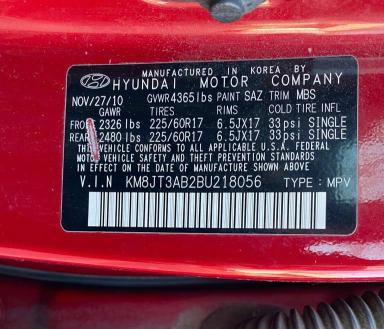 2011 HYUNDAI TUCSON GL KM8JT3AB2BU218056