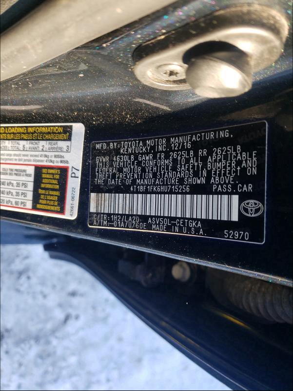 2017 TOYOTA CAMRY LE/X 4T1BF1FK6HU715256