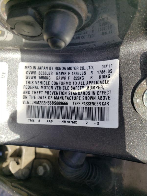 2011 HONDA INSIGHT LX JHMZE2H56BS009666