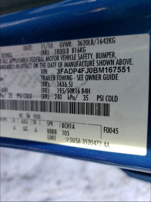 2012 FORD FIESTA 3FADP4FJ0BM167551