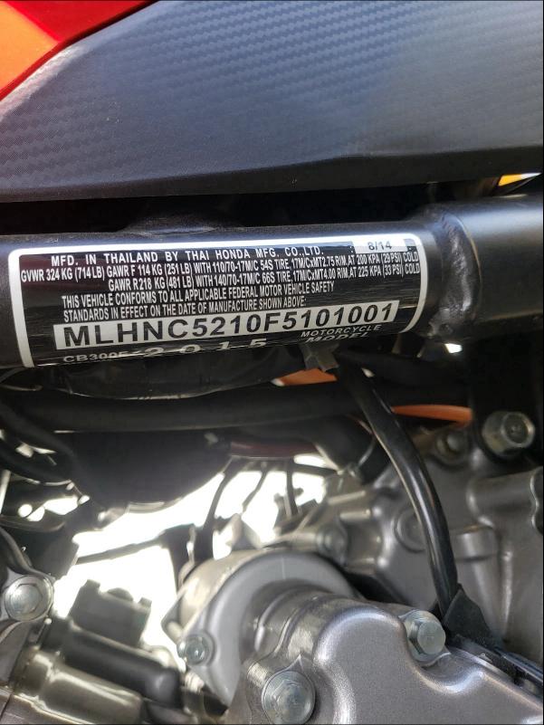 2015 HONDA CB300 F MLHNC5210F5101001