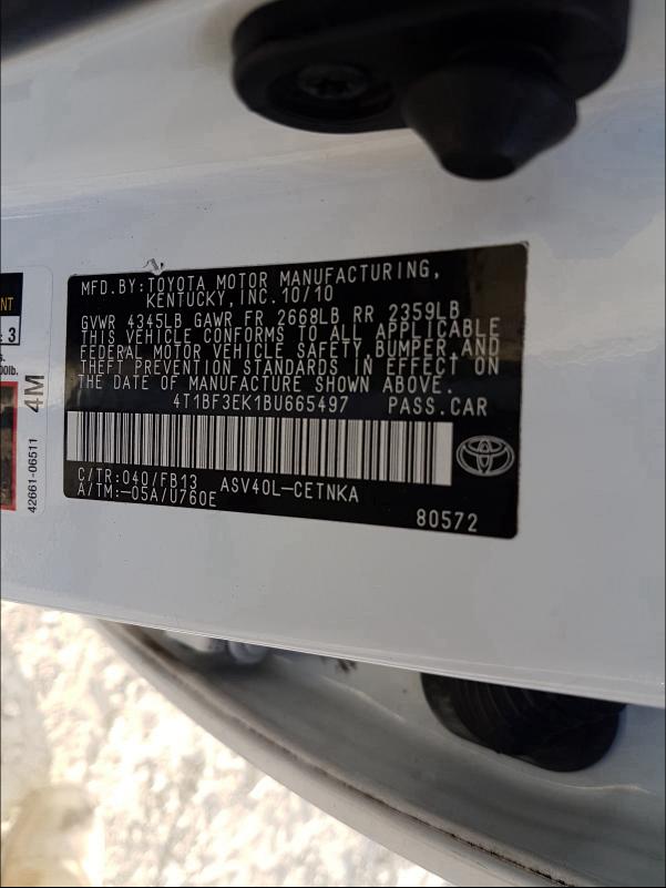 2011 TOYOTA CAMRY 4T1BF3EK1BU665497