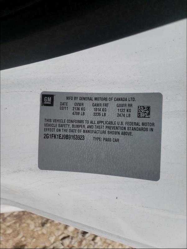 2011 CHEVROLET CAMARO 2G1FK1EJ9B9163923