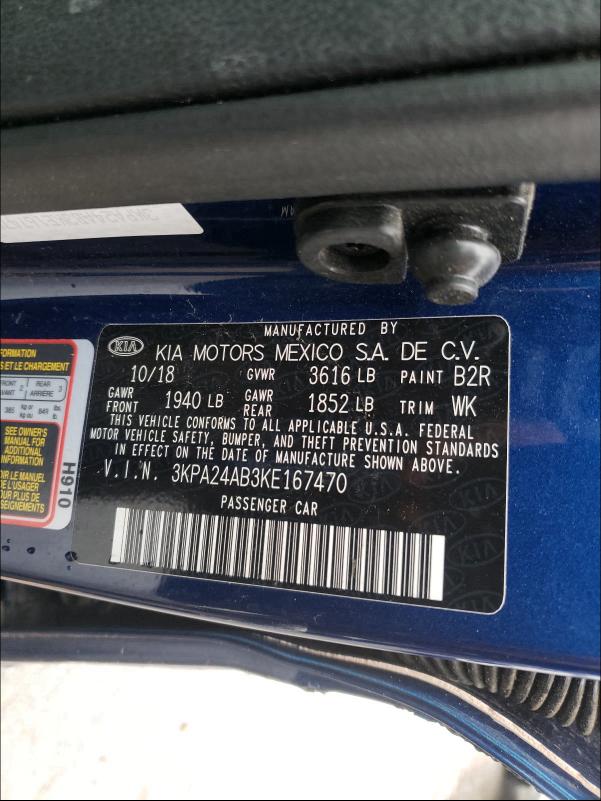 2019 KIA RIO S 3KPA24AB3KE167470