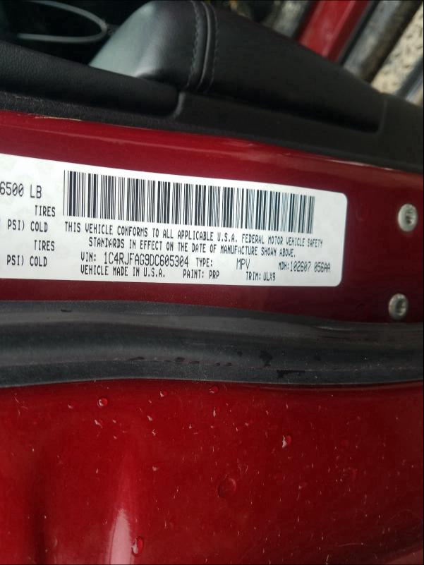 2013 JEEP GR CHEROKE 1C4RJFAG9DC605304