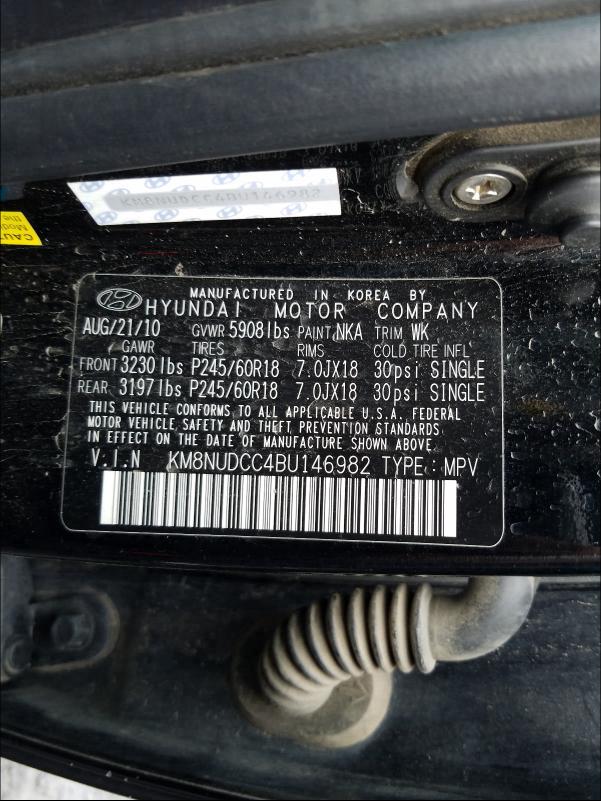 2011 HYUNDAI VERACRUZ G KM8NUDCC4BU146982