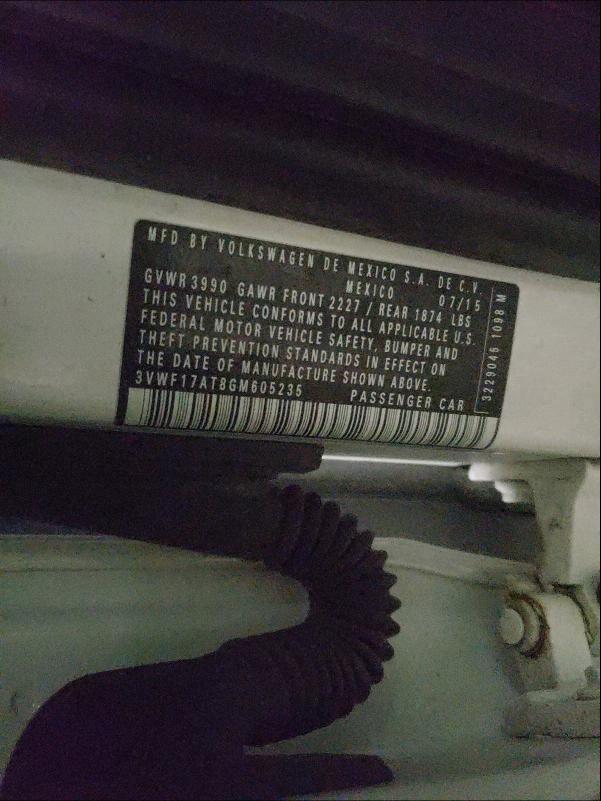 2016 VOLKSWAGEN BEETLE 1.8 3VWF17AT8GM605235