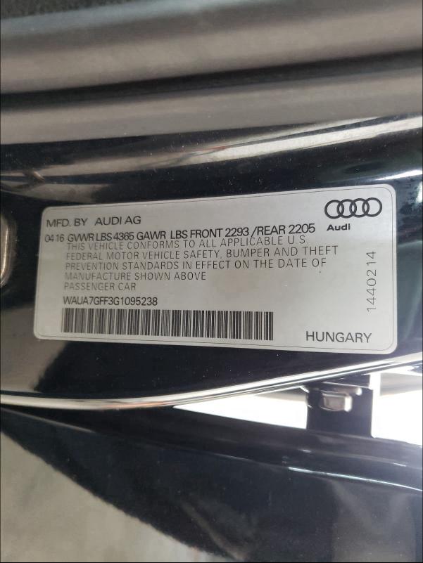 2016 AUDI A3 PREMIUM WAUA7GFF3G1095238