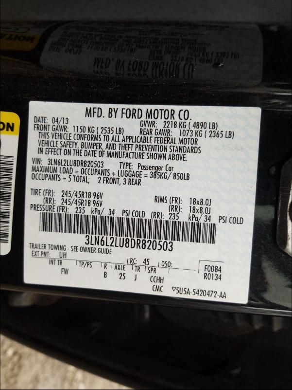 2013 LINCOLN MKZ HYBRID - 3LN6L2LU8DR820503