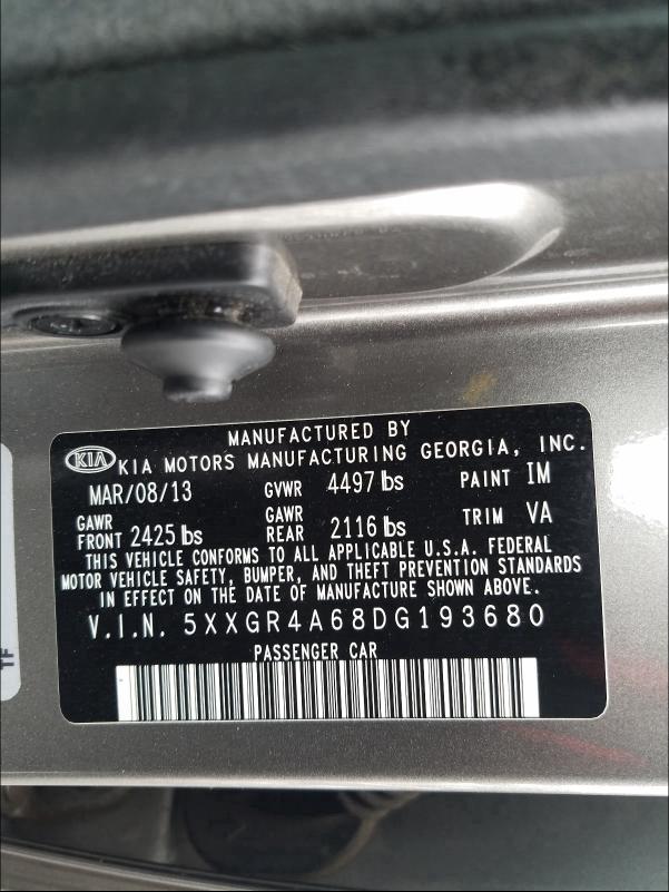2013 KIA OPTIMA 5XXGR4A68DG193680