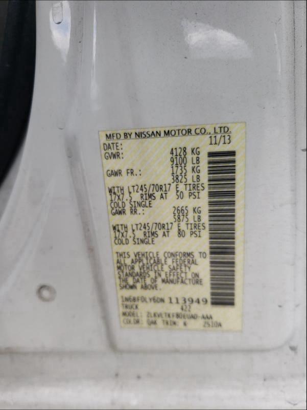 2013 NISSAN NV 2500 1N6BF0LY6DN113949