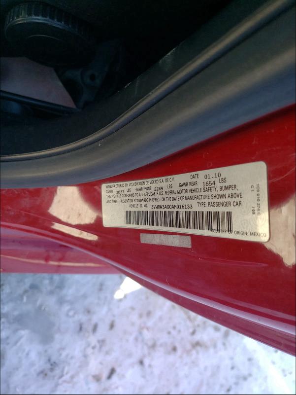 2010 VOLKSWAGEN NEW BEETLE 3VWRW3AG0AM016133
