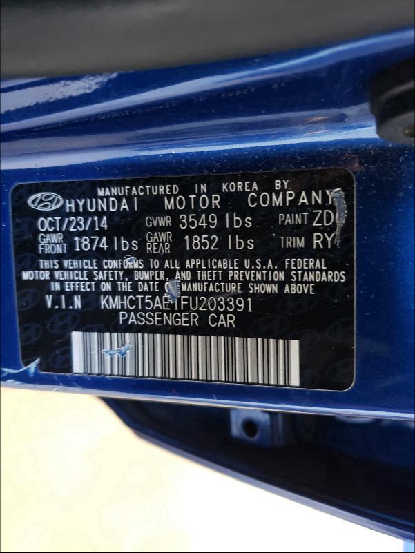 2015 HYUNDAI ACCENT GS KMHCT5AE1FU203391