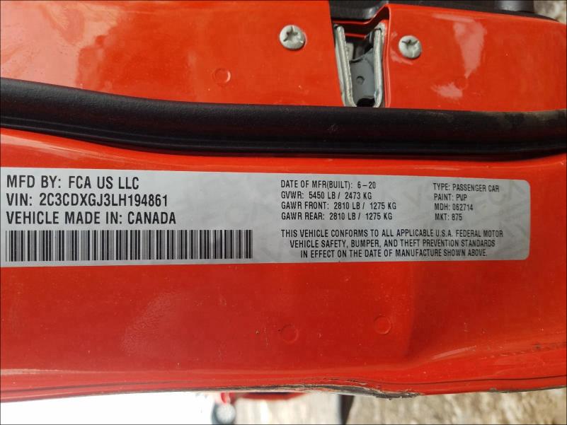 2020 DODGE CHARGER SC 2C3CDXGJ3LH194861