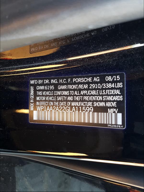 2016 PORSCHE CAYENNE WP1AA2A22GLA11599