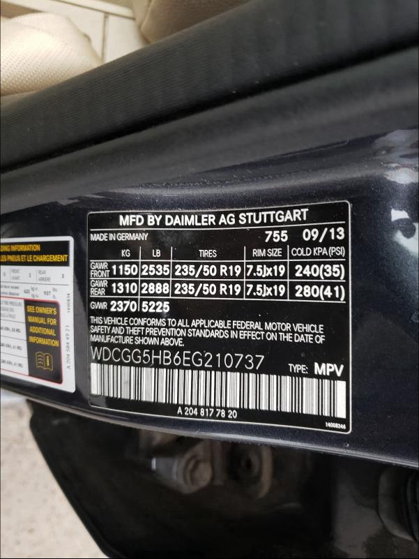 2014 MERCEDES-BENZ GLK 350 WDCGG5HB6EG210737