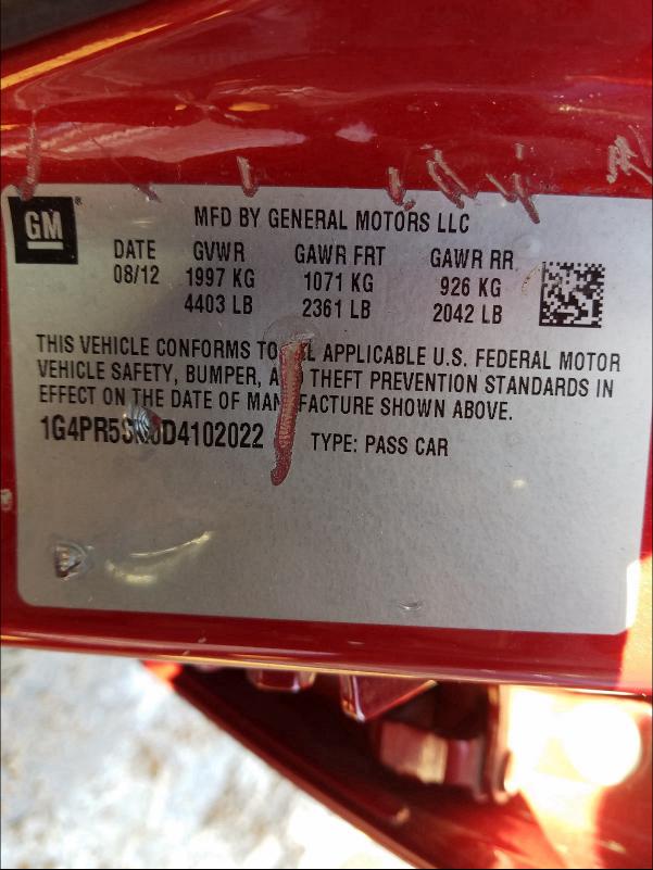 2013 BUICK VERANO CON 1G4PR5SK0D4102022