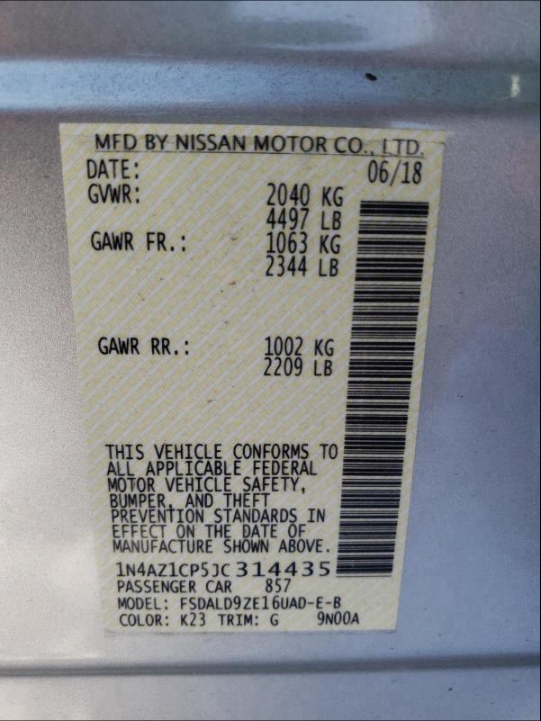 1N4AZ1CP5JC314435 Nissan LEAF S