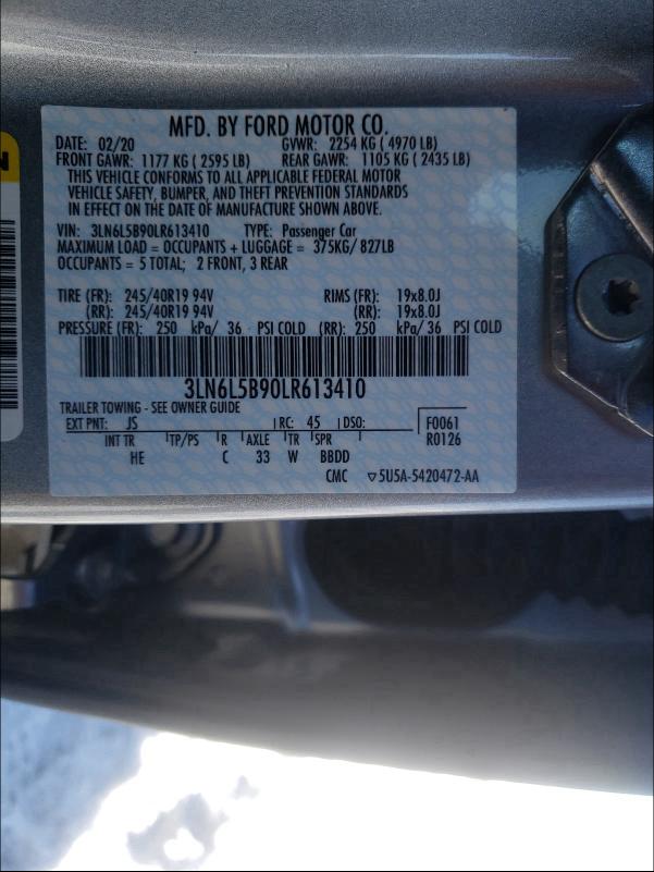2020 LINCOLN MKZ 3LN6L5B90LR613410
