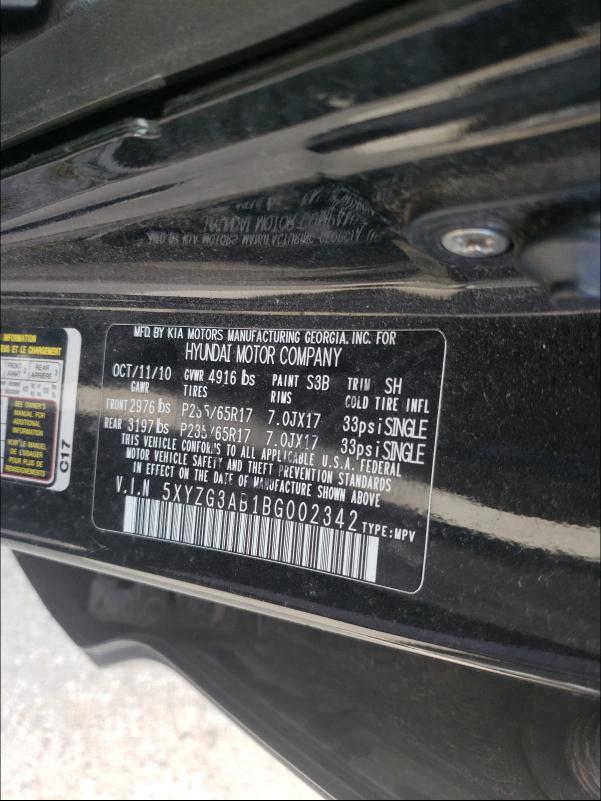 2011 HYUNDAI SANTA FE 5XYZG3AB1BG002342