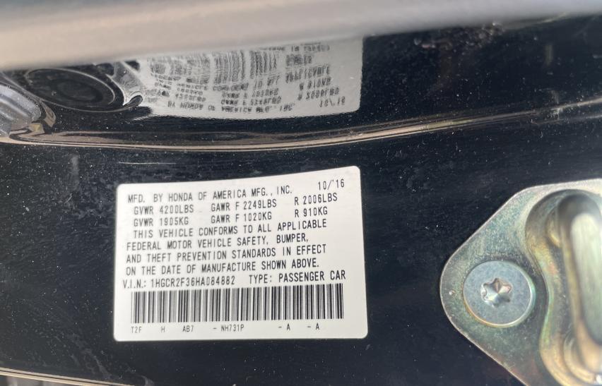 2017 HONDA ACCORD LX 1HGCR2F36HA084882