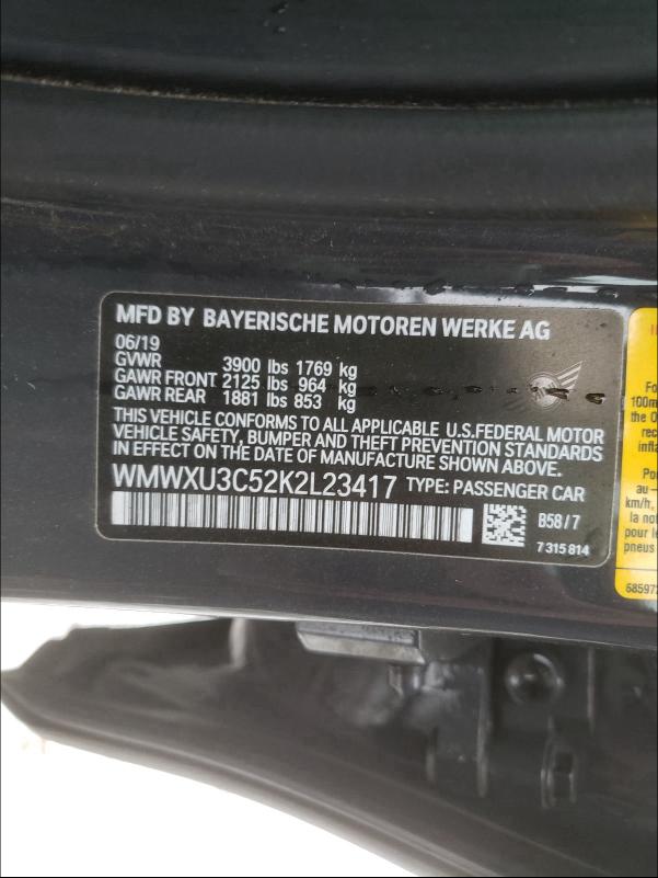 2019 MINI COOPER S WMWXU3C52K2L23417