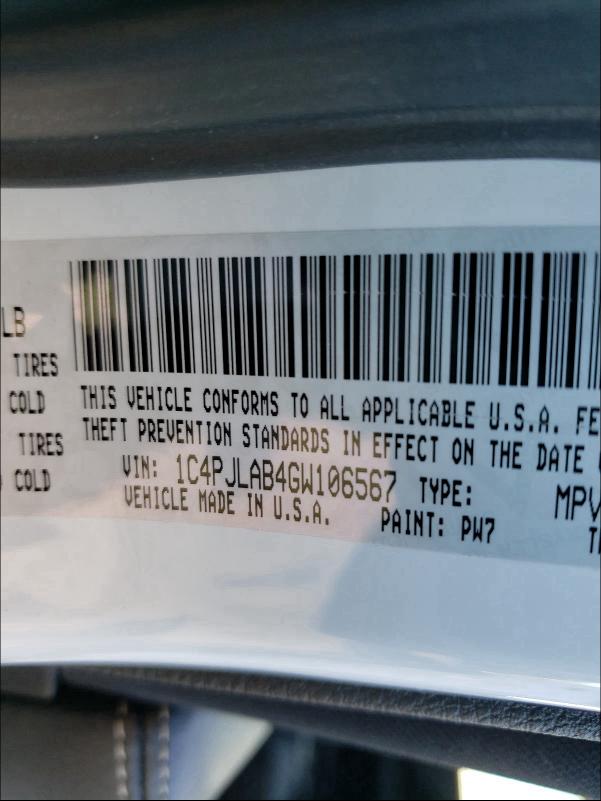 2016 JEEP CHEROKEE S 1C4PJLAB4GW106567