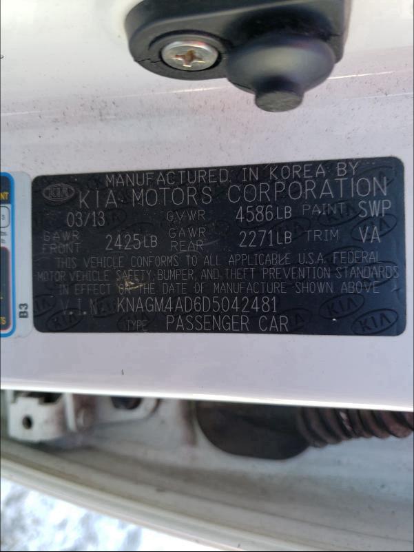 2013 KIA OPTIMA HYB KNAGM4AD6D5042481