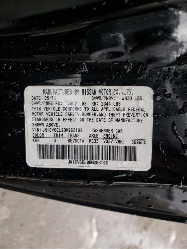 2011 INFINITI G37 JN1CV6EL9BM263199
