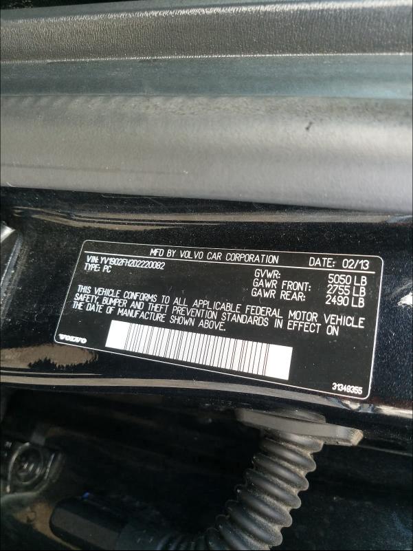 2013 VOLVO S60 T6 YV1902FH2D2220082