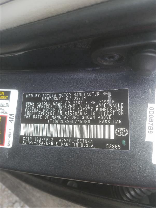 2011 TOYOTA CAMRY BASE - 4T1BF3EK2BU715050