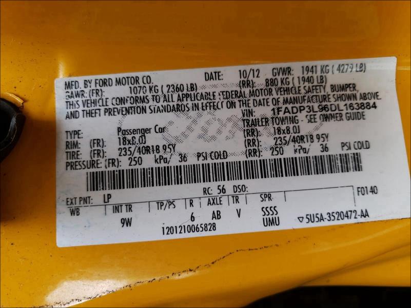 2013 FORD FOCUS ST 1FADP3L96DL163884