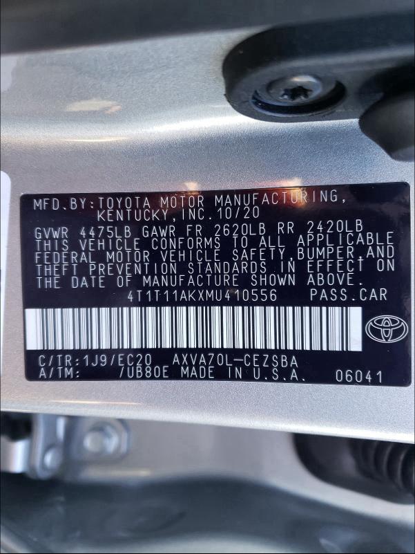 2021 TOYOTA CAMRY SE N 4T1T11AKXMU410556