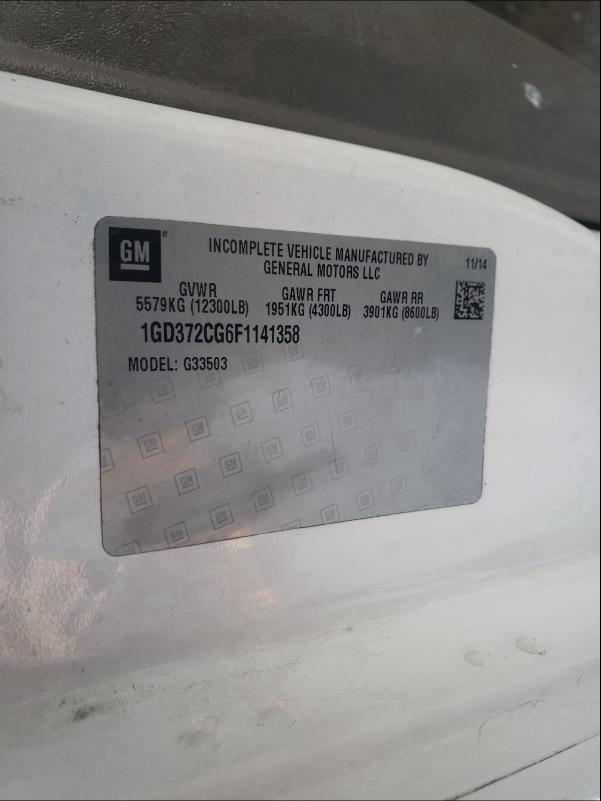 2015 GMC SAVANA CUT 1GD372CG6F1141358