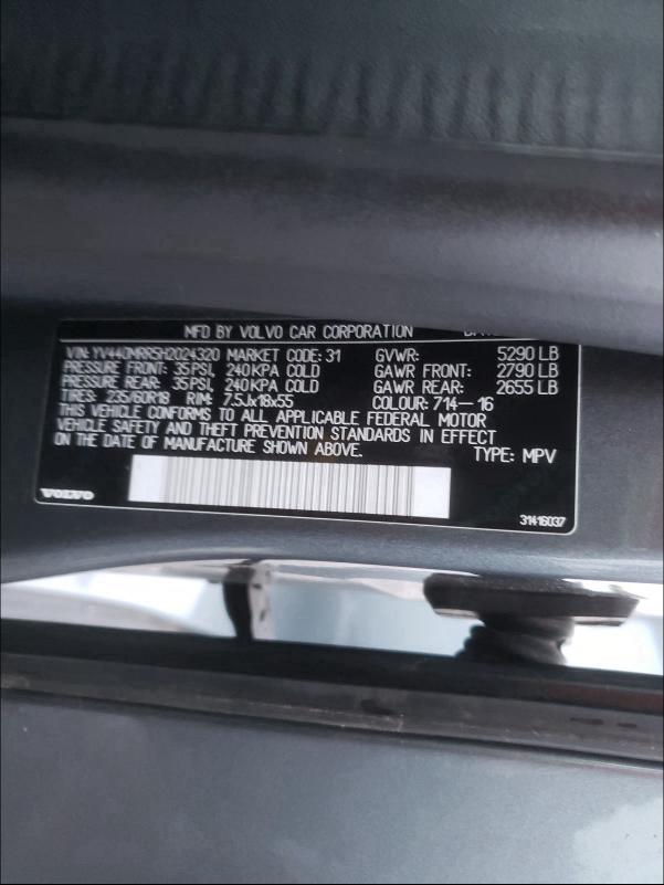 2017 VOLVO XC60 T5 DY YV440MRR5H2024320