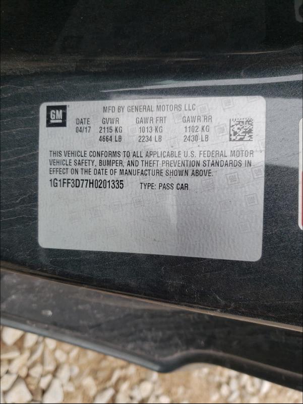 2017 CHEVROLET CAMARO SS 1G1FF3D77H0201335