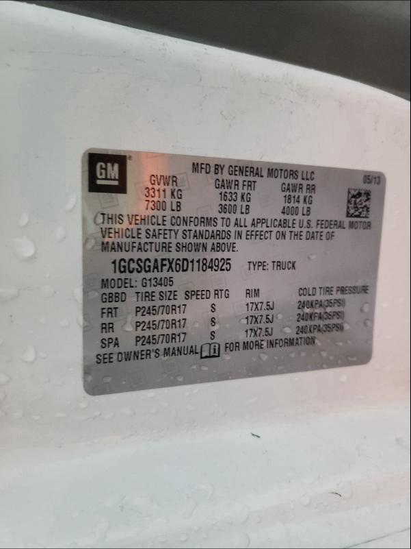 2013 CHEVROLET EXPRESS G1 1GCSGAFX6D1184925