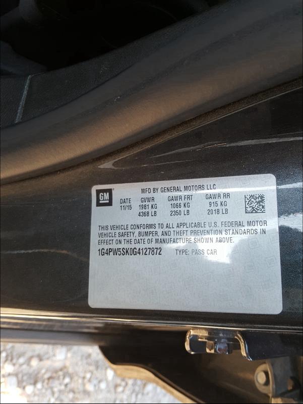2016 BUICK VERANO SPO 1G4PW5SK0G4127872