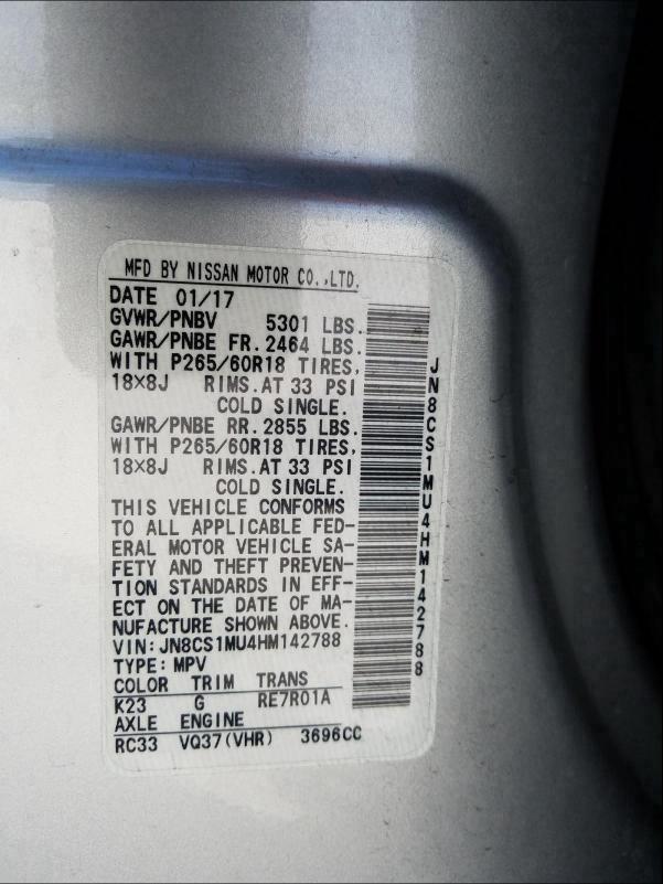 2017 INFINITI QX70 JN8CS1MU4HM142788