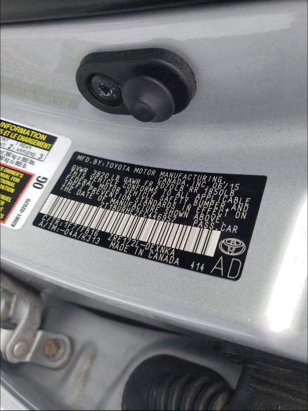 2015 TOYOTA COROLLA L 2T1BURHE2FC446957