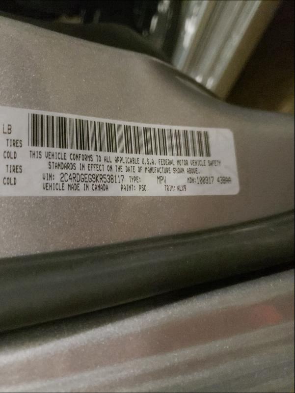 2C4RDGEG9KR538117 Dodge Grand Cara 2019. Фото: 9