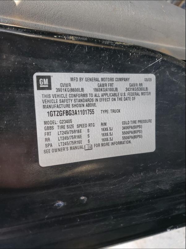 2010 GMC SAVANA G25 1GTZGFBG3A1101755