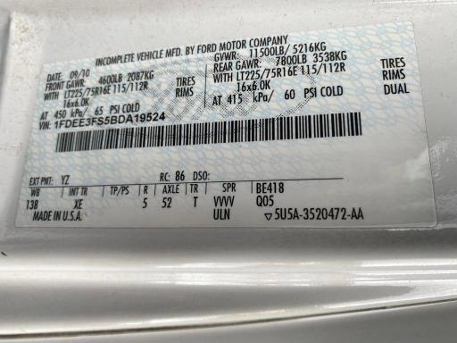1FDEE3FS5BDA19524 2011 Ford Econoline 6.8L