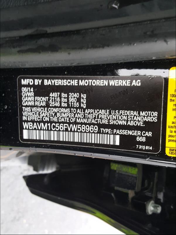 2015 BMW X1 SDRIVE2 WBAVM1C56FVW58969