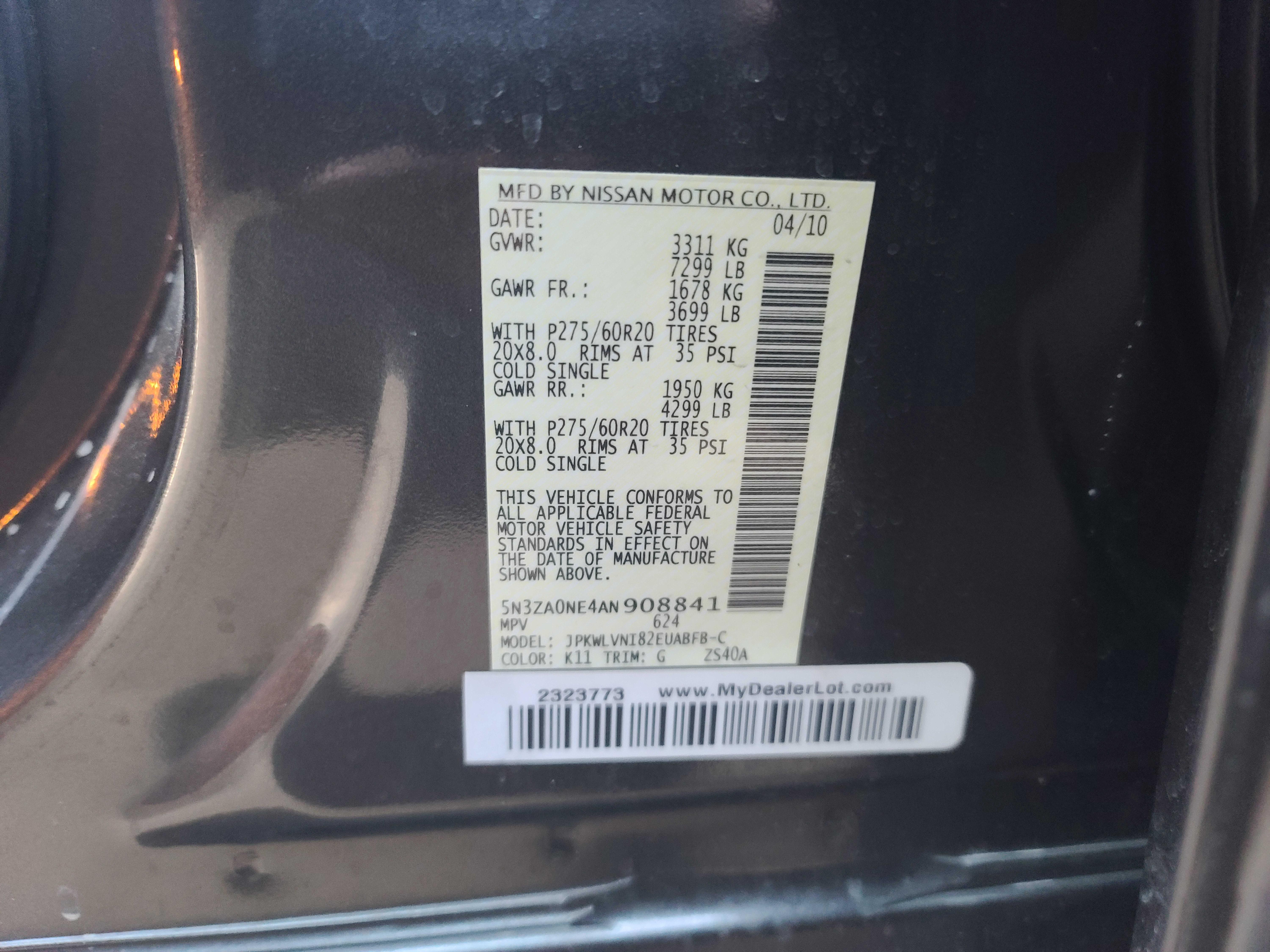 2010 INFINITI QX56 5N3ZA0NE4AN908841