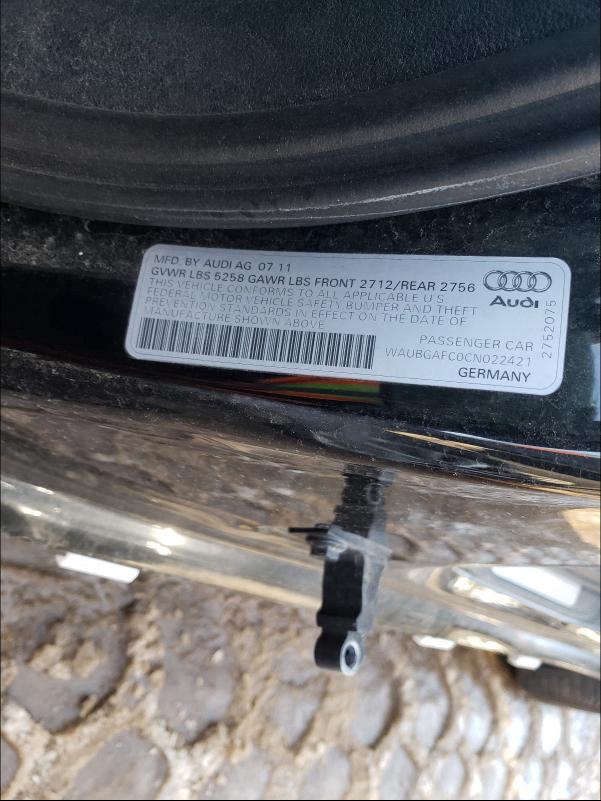 2012 AUDI A6 WAUBGAFC0CN022421