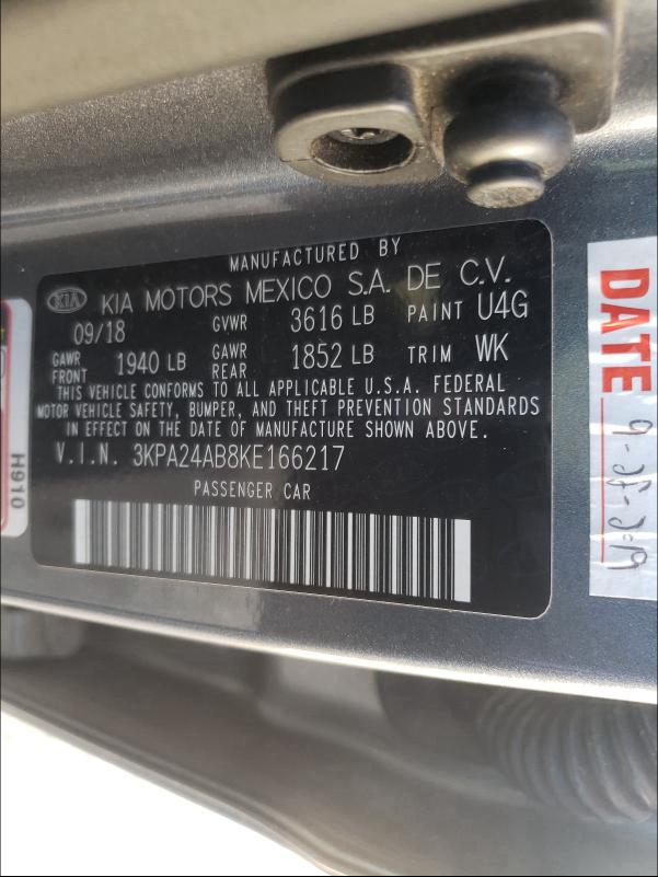 2019 KIA RIO S 3KPA24AB8KE166217
